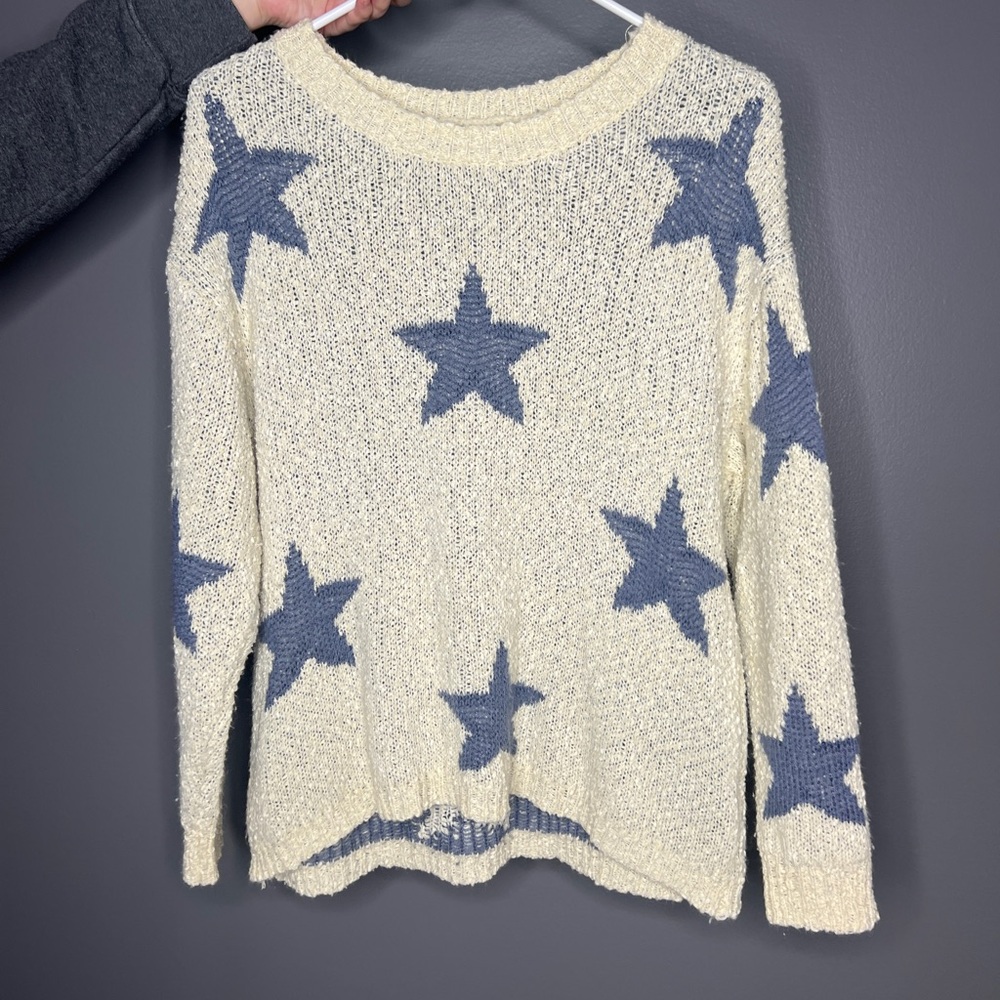 Star Pattern Cream Sweater